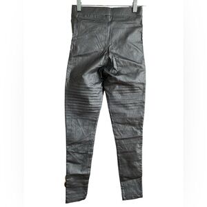 Oober Swank Faux Leather Forest Green Moto Leggings - Small